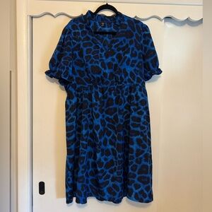 SHEIN Blue and Black Animal Print Dress
